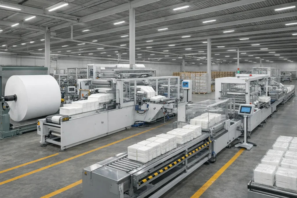 أنواع ماكينات تصنيع مناديل الوجه وأسعارها في السعودية 2026